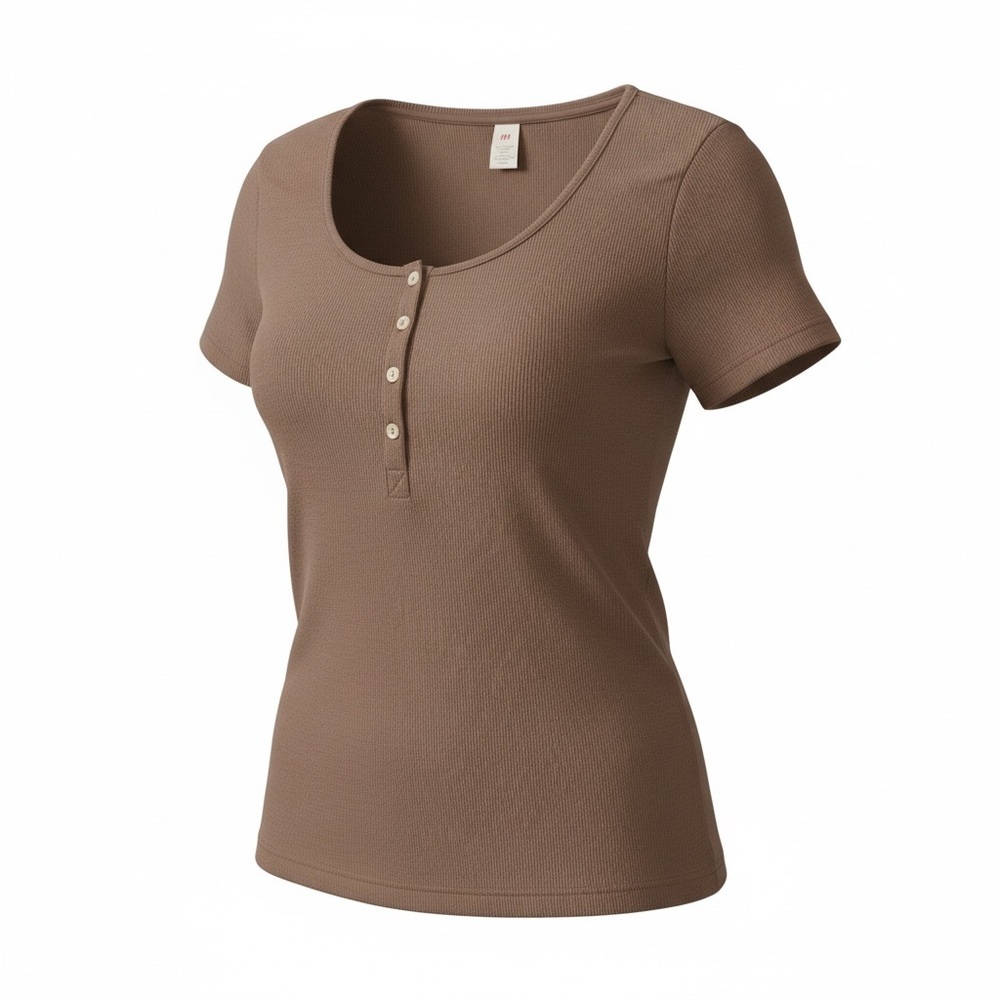 H&M Ribbed Button-Front Scoop Neck Top – XXL